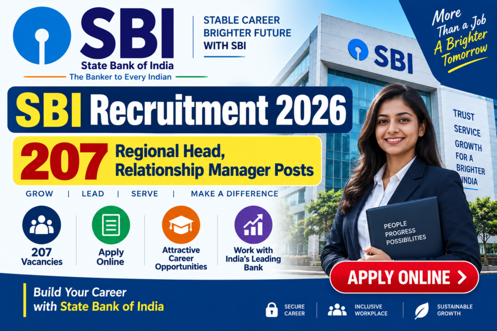 SBI Recruitment 2026: 207 Regional Head and Relationship Manager Vacancies – Apply Online SBI Recruitment 2026 – Apply Online for 207 Regional Head, Relationship Manager Posts