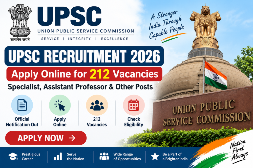 UPSC Recruitment 2026 – Apply Online for 212 Specialist, Assistant Professor & Other Posts UPSC Recruitment 2026 – Apply Online for 212 Specialist, Assistant Professor & Other Posts 8699c071ac81